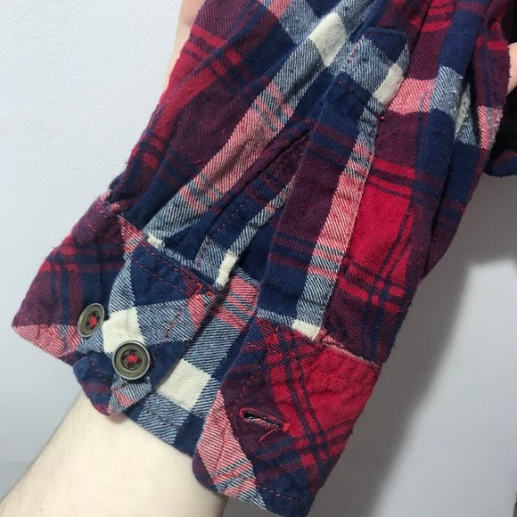 Red & Blue Plaid Flannel Shirt - Picture 3 of 6